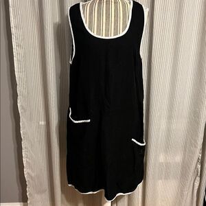 Snapdragon & Twig Black Sleeveless Dress with White Trim